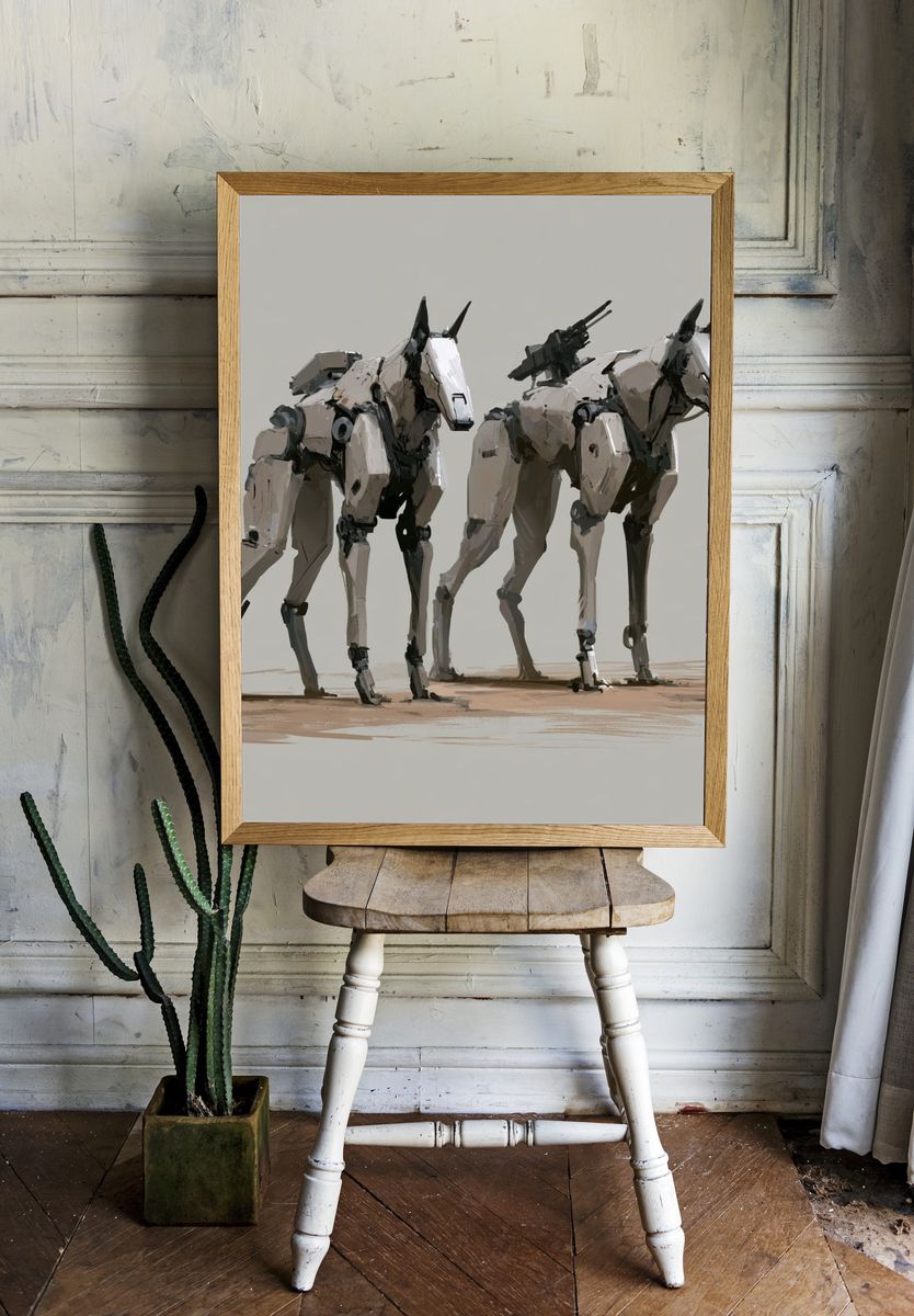 Mechanical Horses Digital Art Print. — room view 1