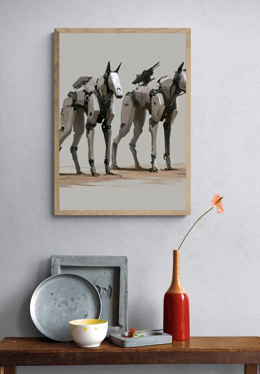 Mechanical Horses Digital Art Print. — room view 3