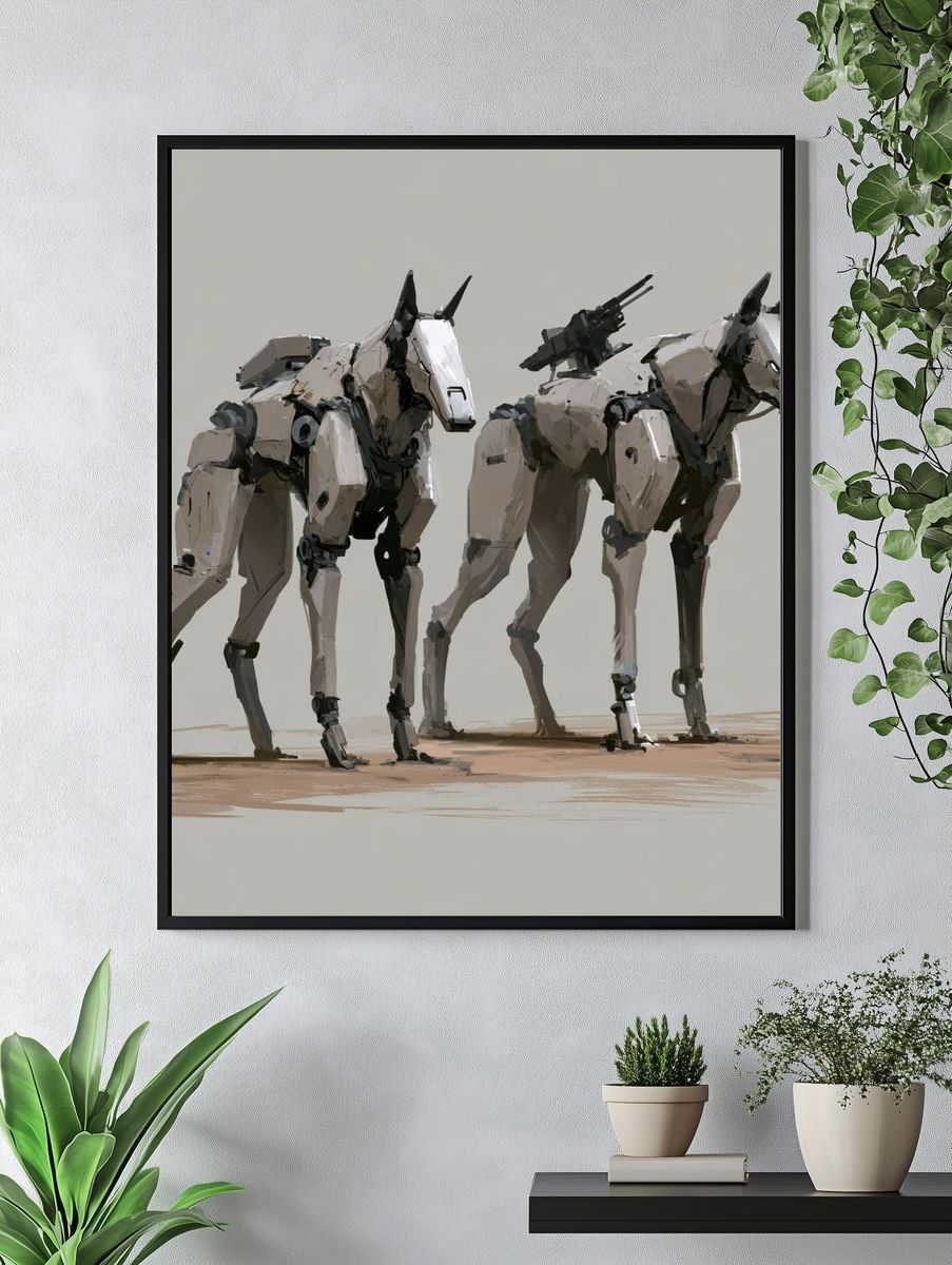 Mechanical Horses Digital Art Print. — room view 4
