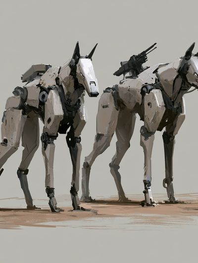 Mechanical Horses Digital Art Print. poster