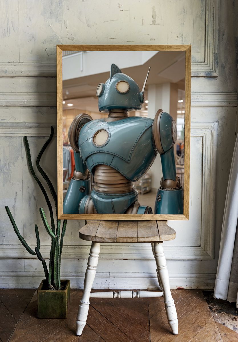 Retro Robot Photography Poster. — room view 1