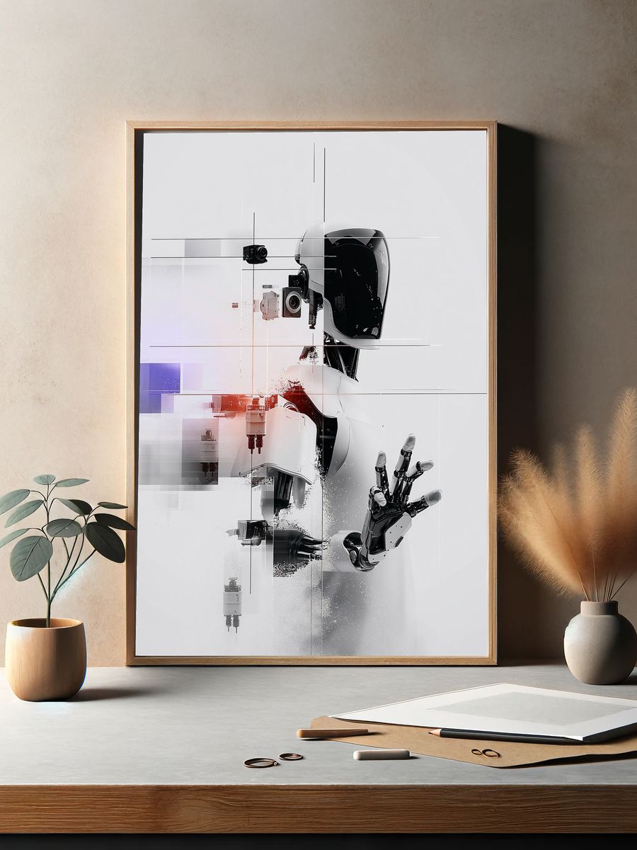 Futuristic Robot Portrait Print. — room view 2