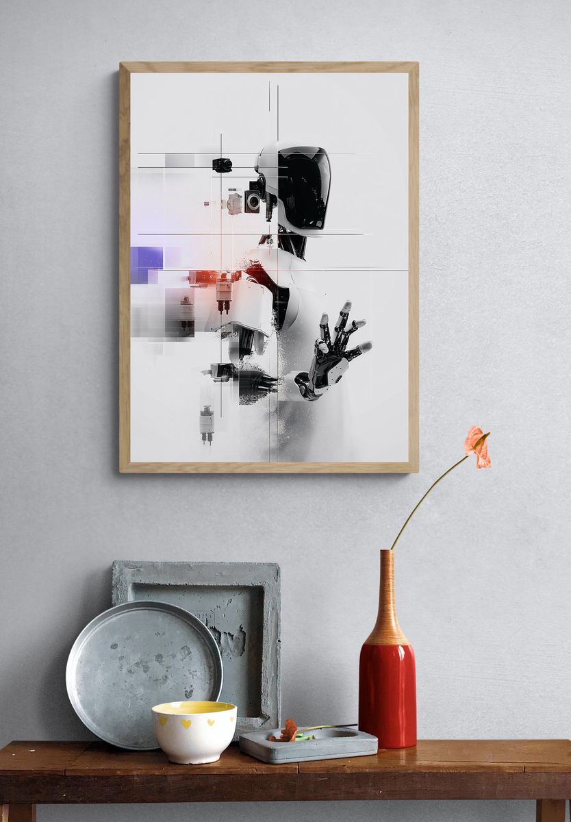 Futuristic Robot Portrait Print. — room view 3