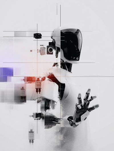 Futuristic Robot Portrait Print. poster