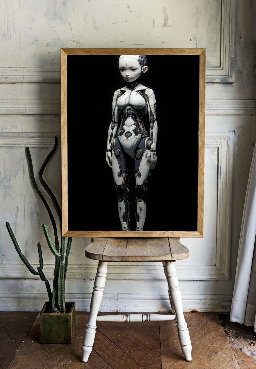 Humanoid Robot Portrait Print. room preview