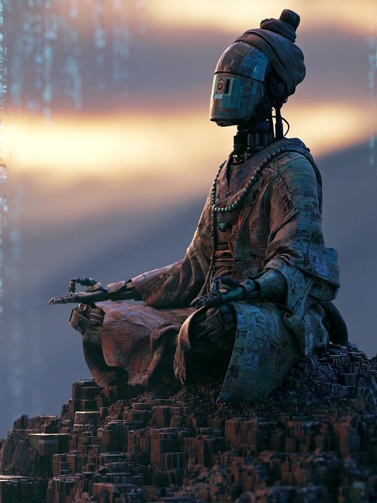 Meditating Robot — Sci-Fi Print. poster detail