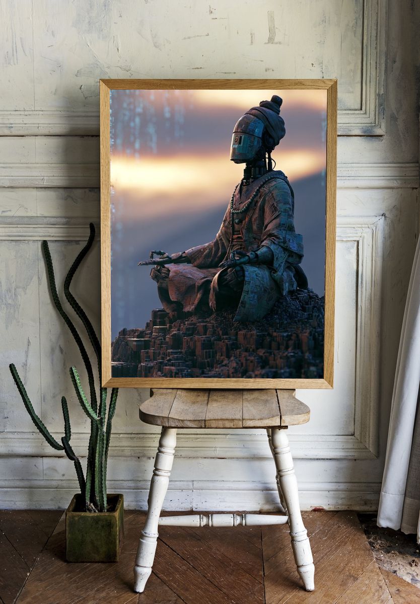 Meditating Robot — Sci-Fi Print. — room view 1
