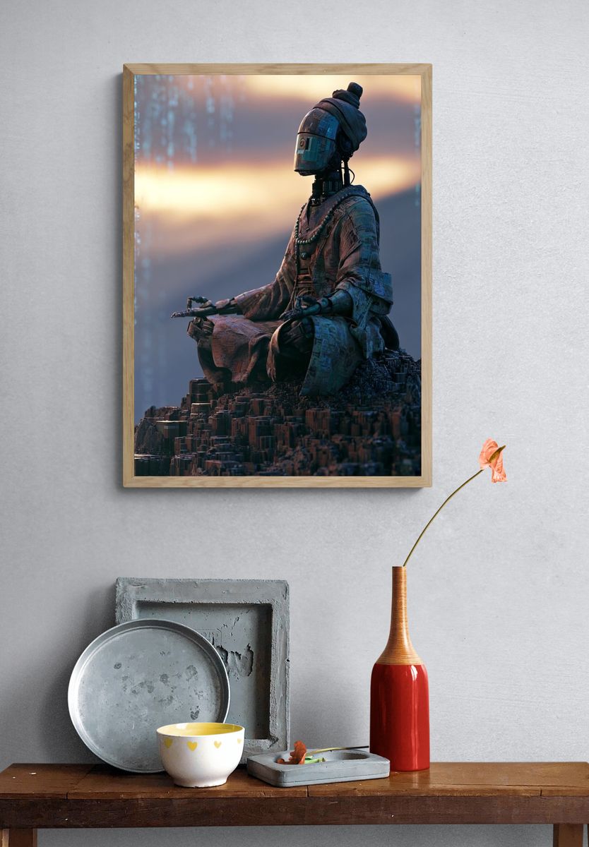 Meditating Robot — Sci-Fi Print. — room view 3