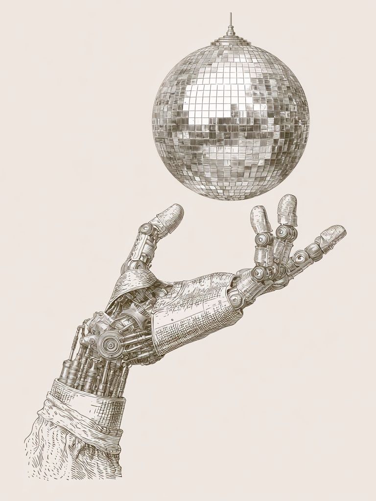 Robot Hand Disco Ball Print. poster detail