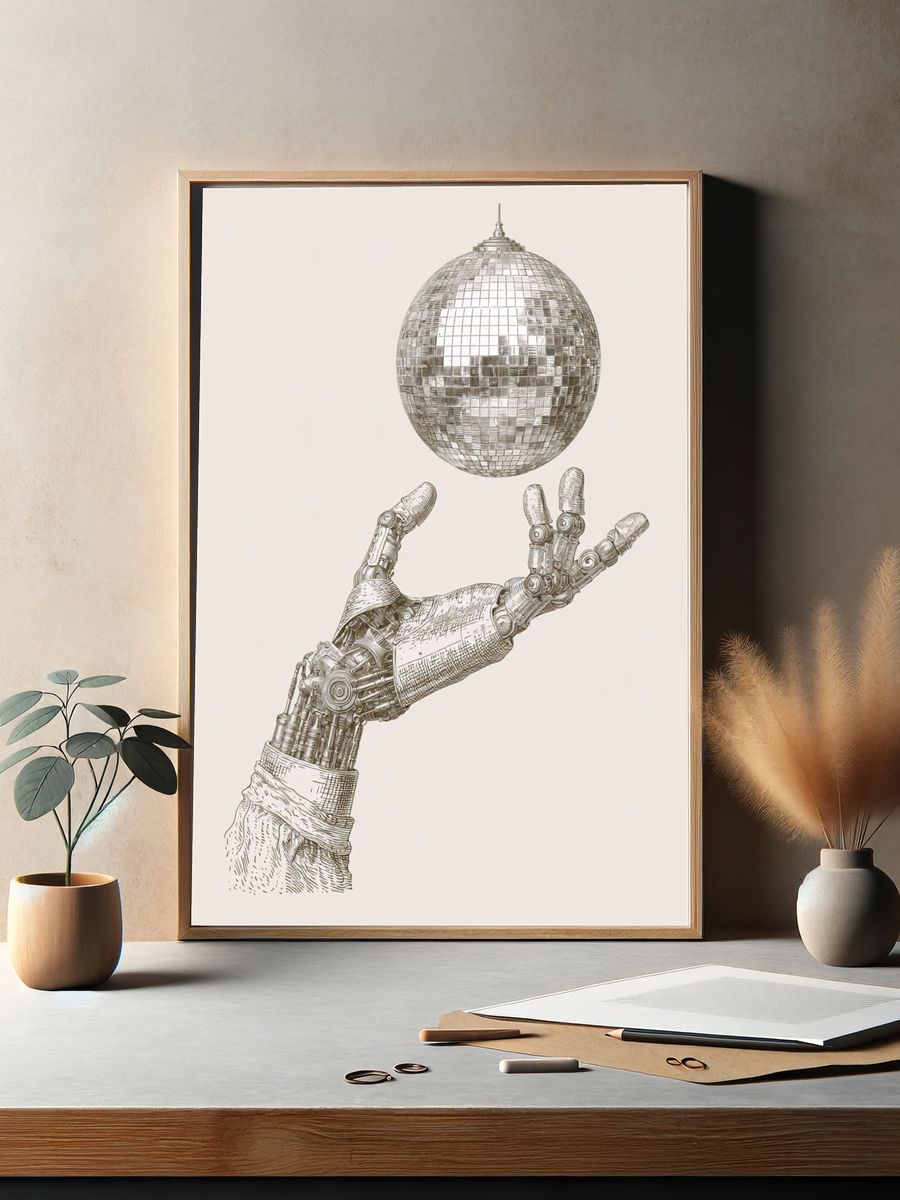Robot Hand Disco Ball Print. — room view 2