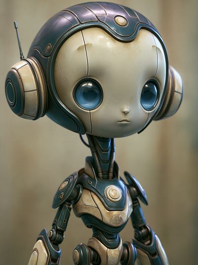 Cute Robot Portrait Print. poster