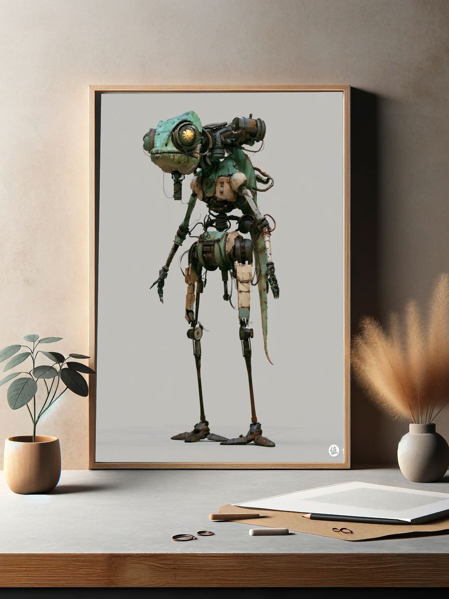 Rusty Robot Illustration Poster. — room view 2
