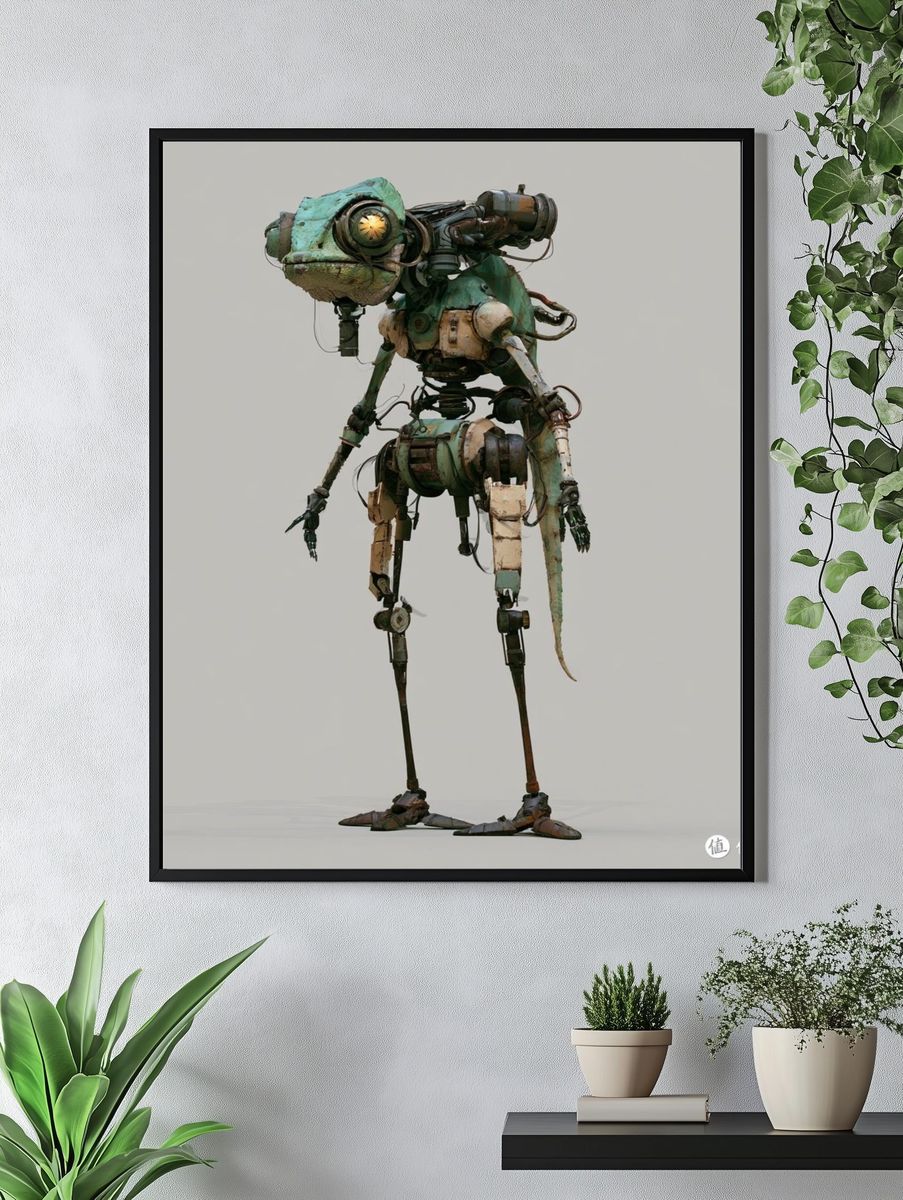 Rusty Robot Illustration Poster. — room view 4