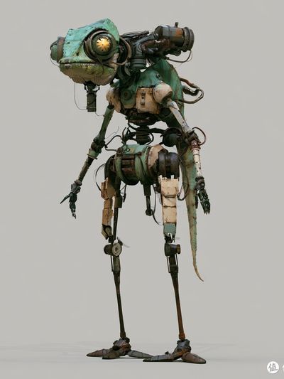 Rusty Robot Illustration Poster. poster
