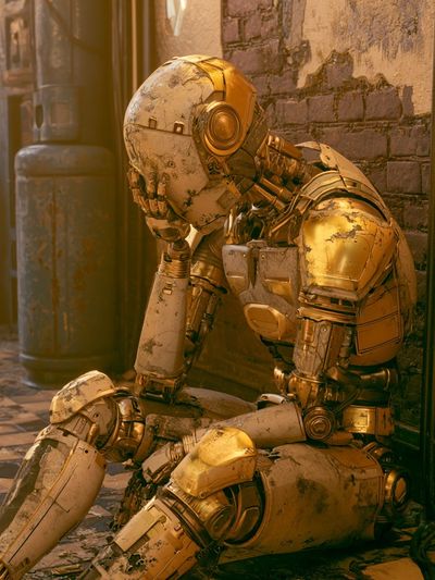Melancholy Robot Portrait Poster. poster