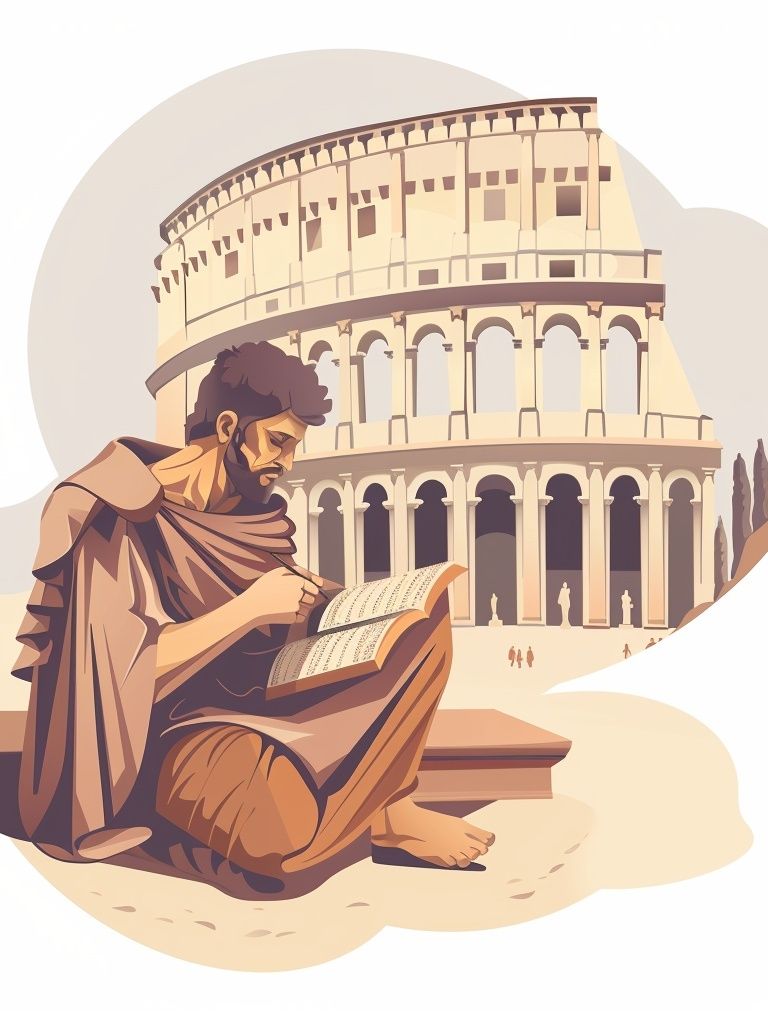 Roman Scholar Colosseum Illustration Poster. poster detail