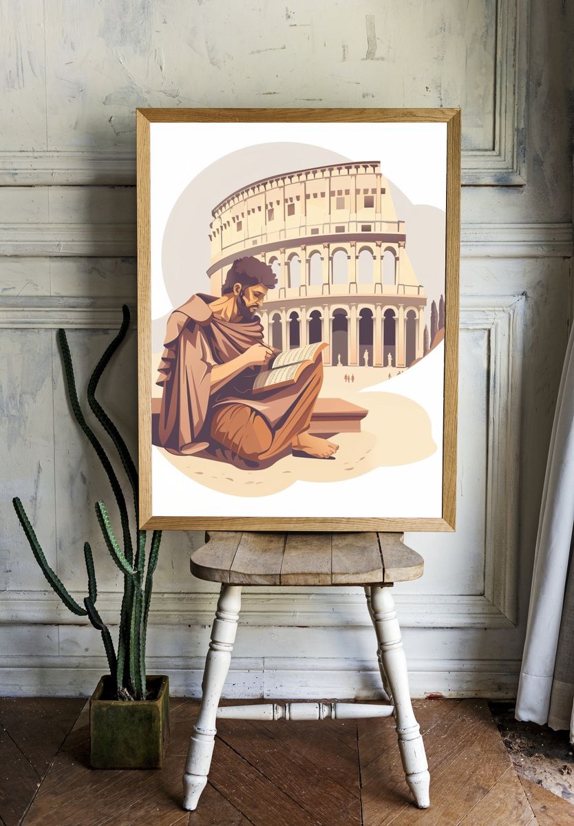 Roman Scholar Colosseum Illustration Poster. room preview