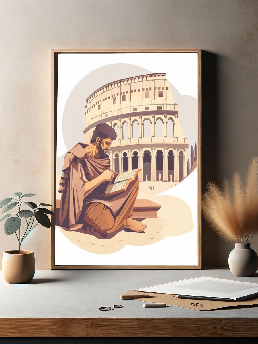 Roman Scholar Colosseum Illustration Poster. — room view 2