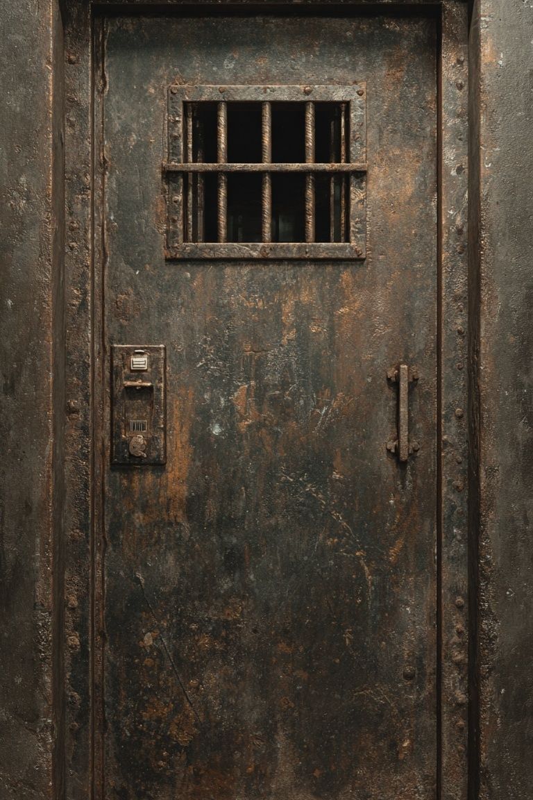 Rusty Prison Door Photography Poster. poster detail