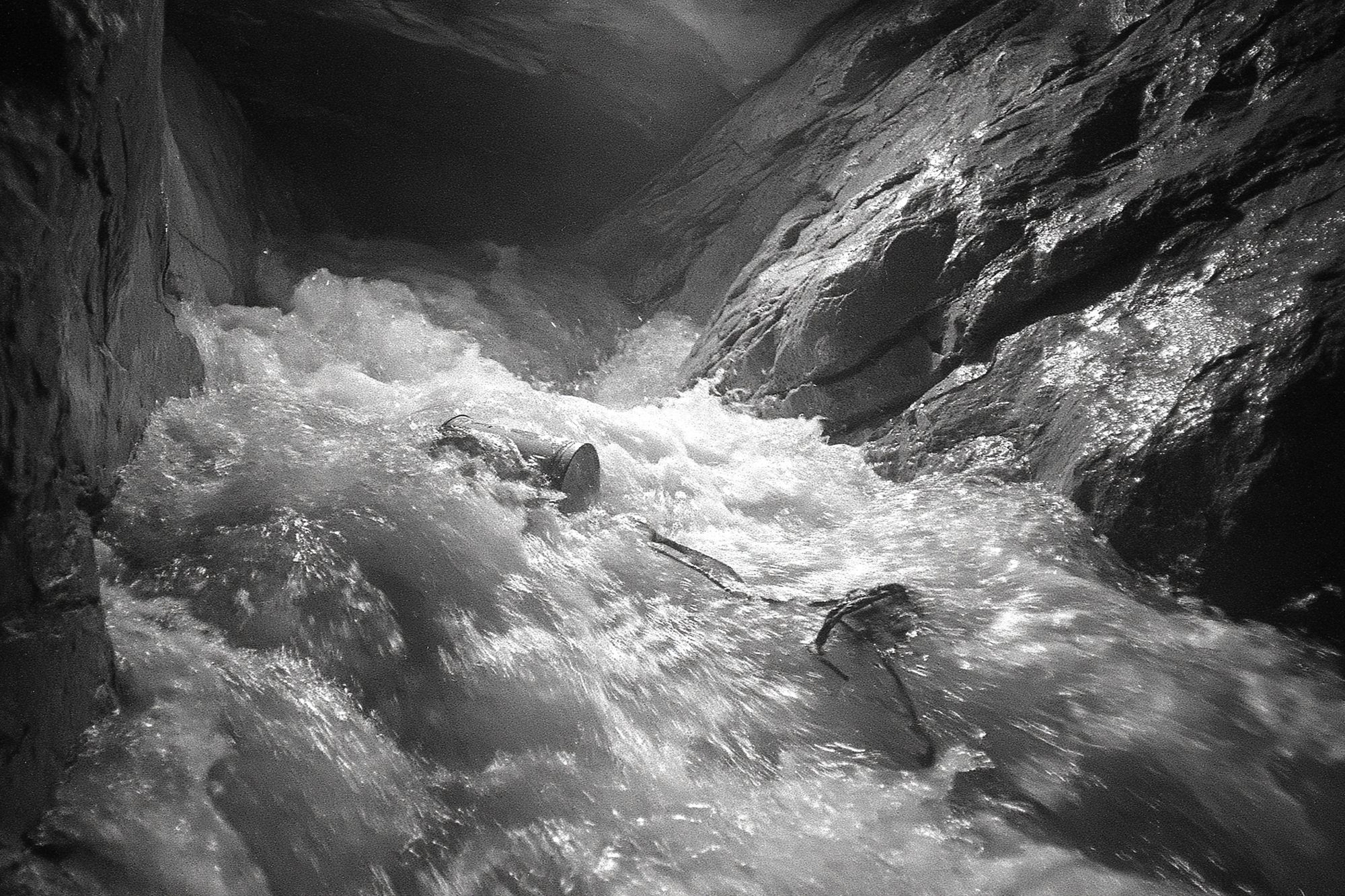 Rushing River Gorge Black-White Print. poster — photography art