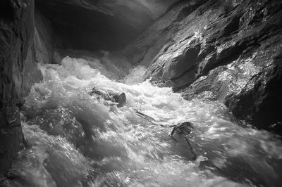 Rushing River Gorge Black-White Print. poster