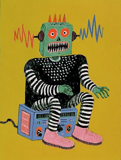 Retro Robot Illustration Poster. poster