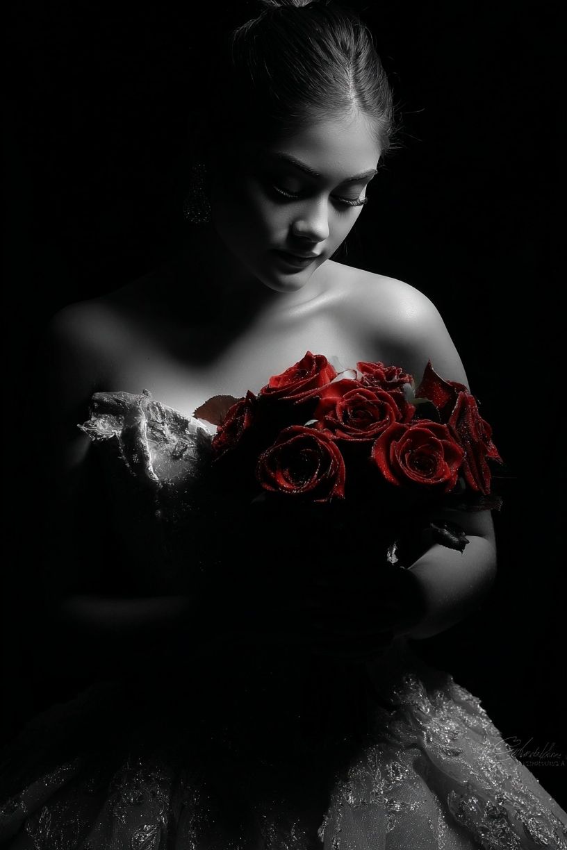 Red Roses Portrait Photography Poster. poster — photography art