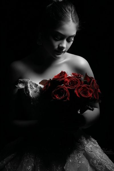 Red Roses Portrait Photography Poster. poster