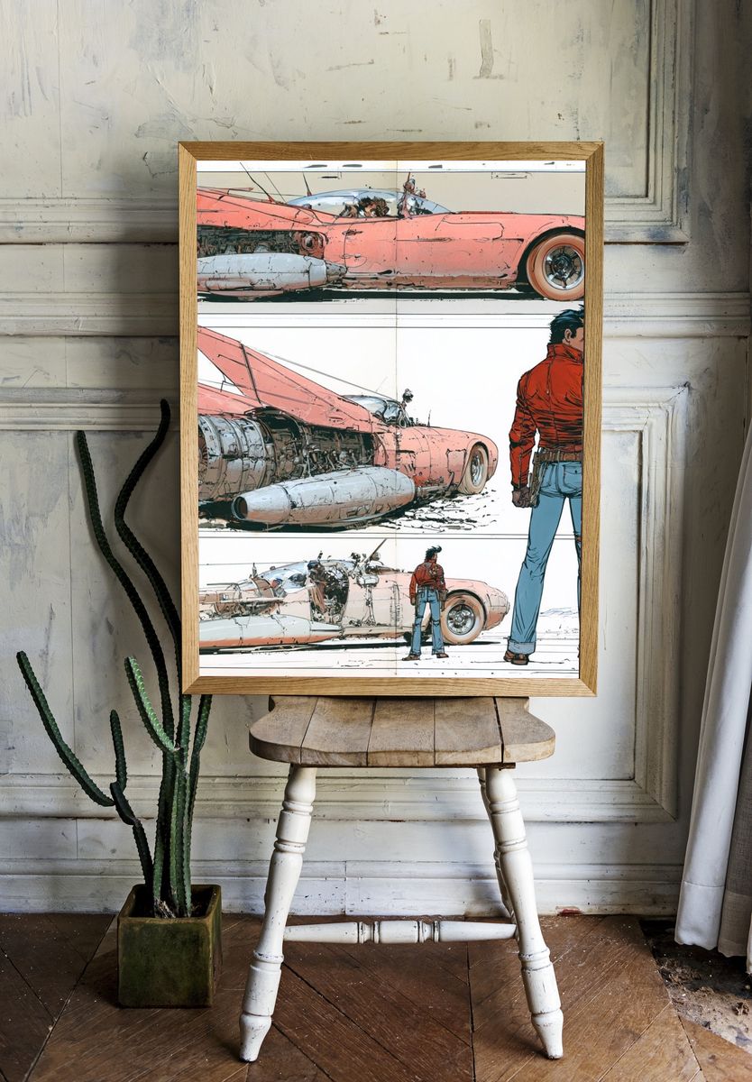 Retro Sci-Fi Car Concept Poster. room preview