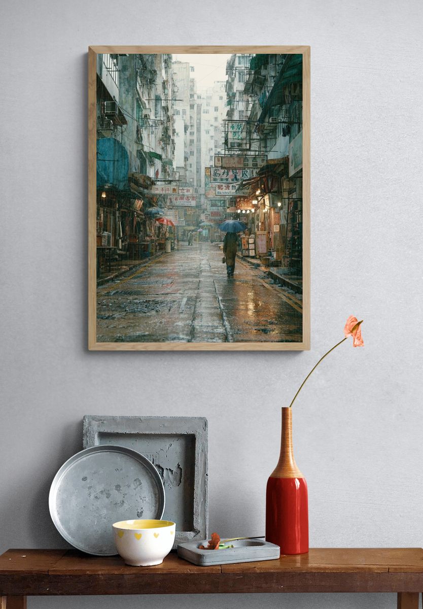 Rainy Street Scene — Photography Print. — room view 3