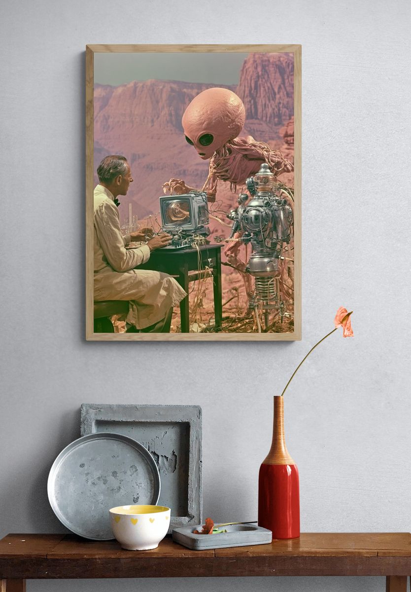 Retro Sci-Fi Desert Encounter Poster. — room view 3