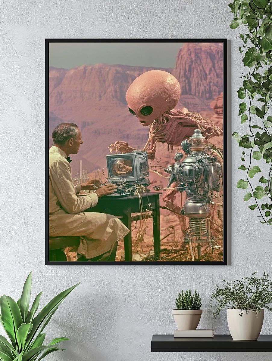 Retro Sci-Fi Desert Encounter Poster. — room view 4