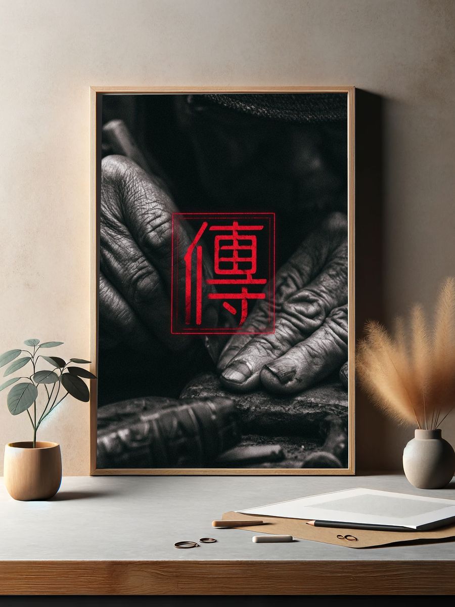 Red Seal Hands Photography Poster. — room view 2
