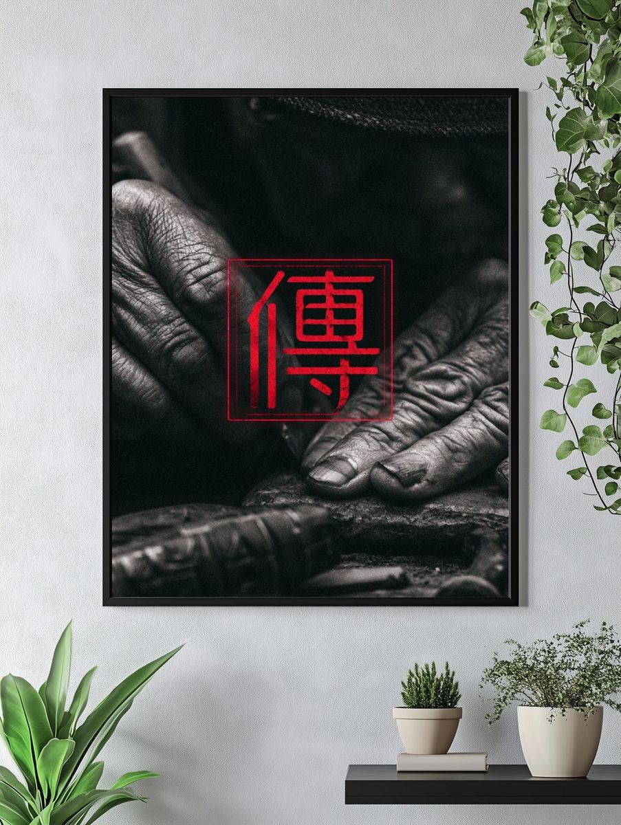 Red Seal Hands Photography Poster. — room view 4
