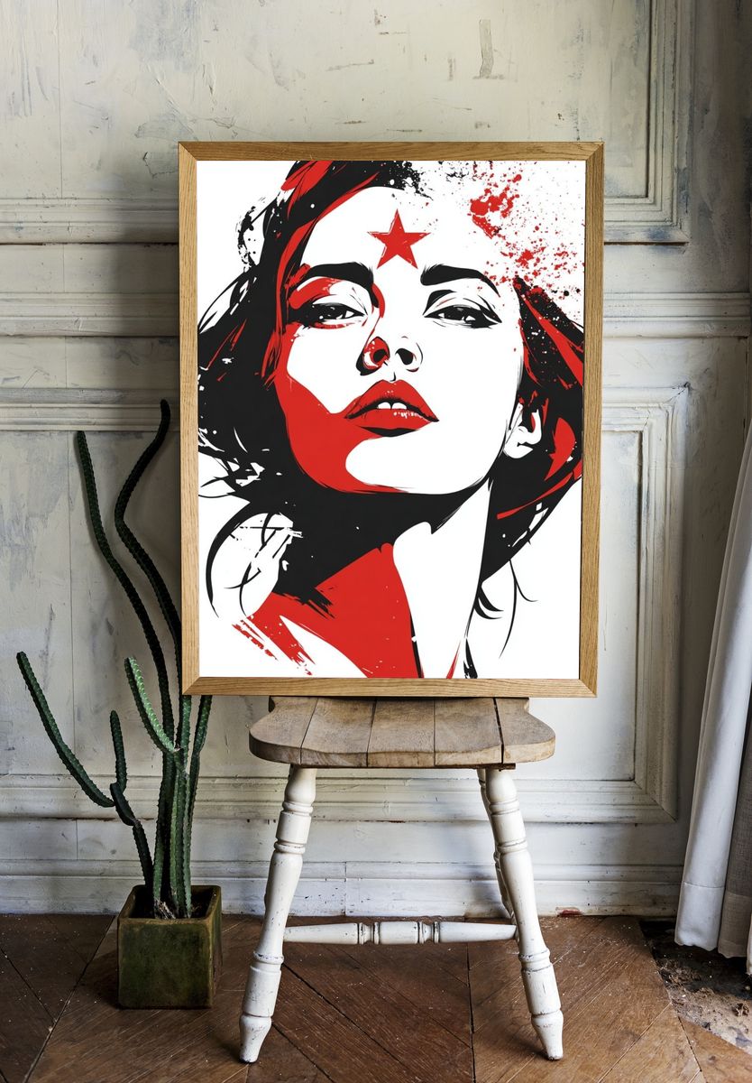 Red Star Woman — Illustration Print room preview