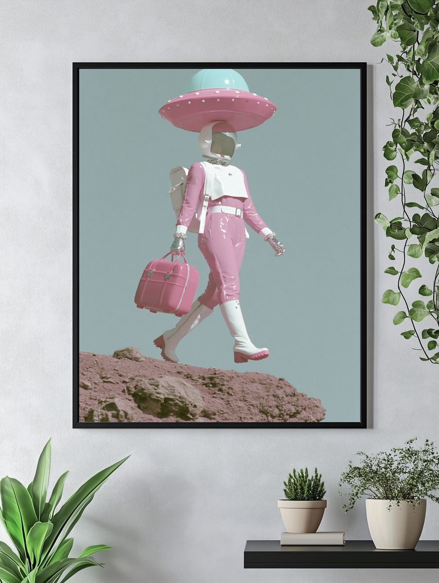 Retro Space Traveler — Surreal Print. — room view 4