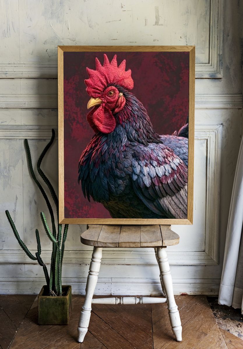 Rooster Portrait Photography Poster. — room view 1