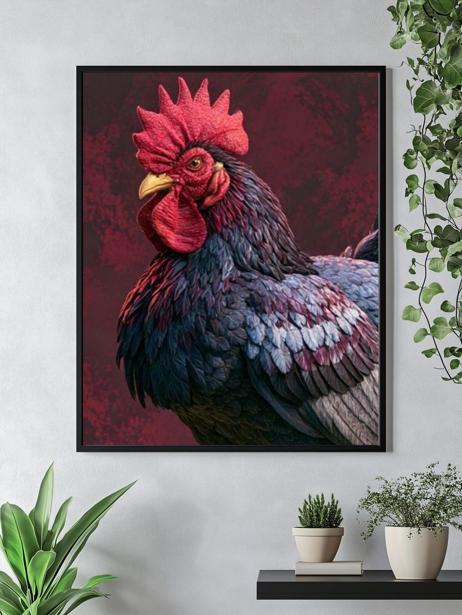 Rooster Portrait Photography Poster. — room view 4