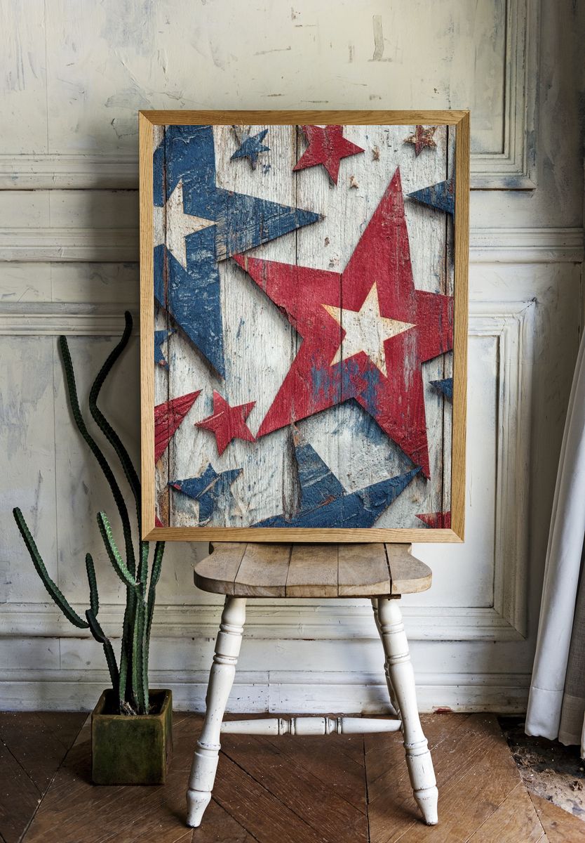 Rustic Stars Wall Art Poster. — room view 1