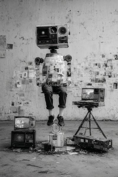 Robot Sitting — Surrealism Print. poster print