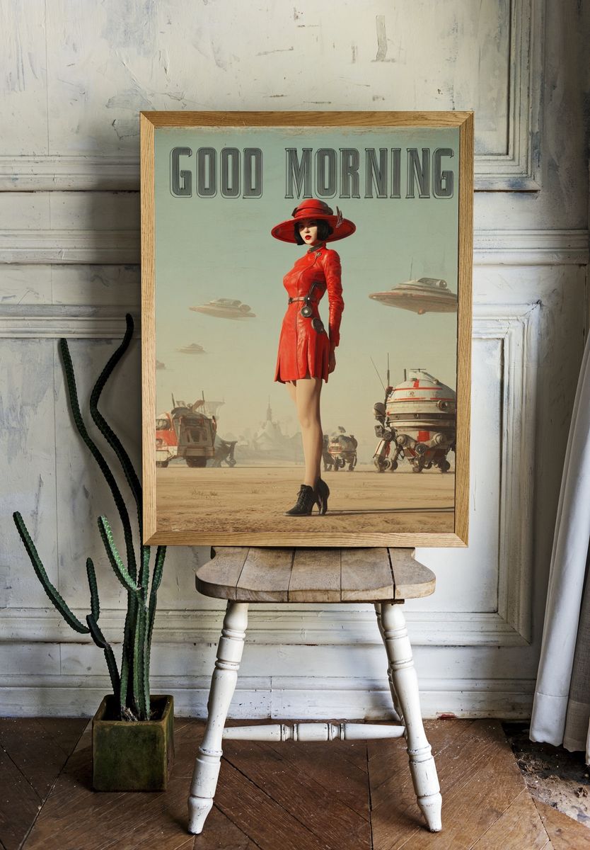 Good Morning — Retro Sci-Fi Print room preview