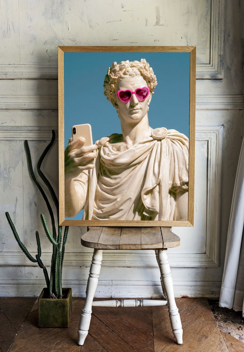 Roman Statue Selfie Photography Poster. room preview