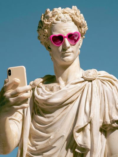 Roman Statue Selfie Photography Poster. poster