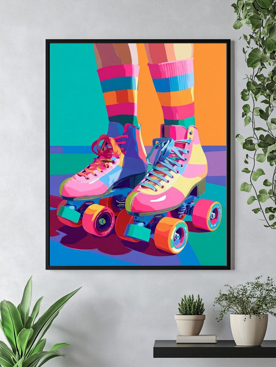 Colorful Roller Skates — Illustration Print. — room view 4