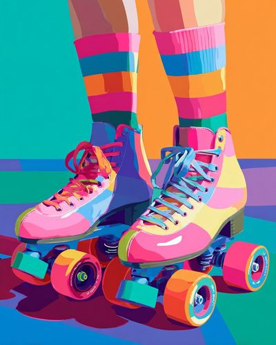Colorful Roller Skates — Illustration Print. poster print