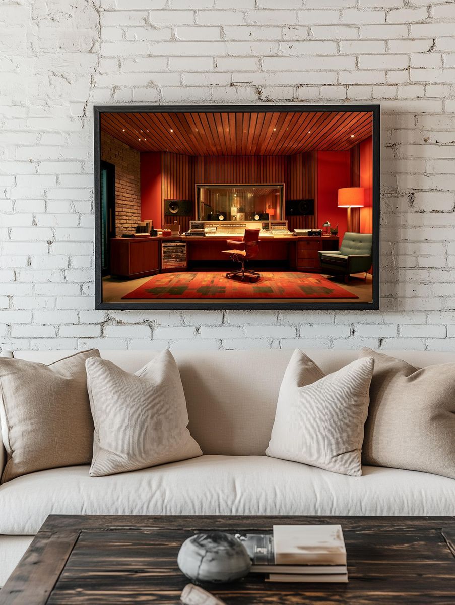 Vintage Recording Studio Interior Poster. room preview