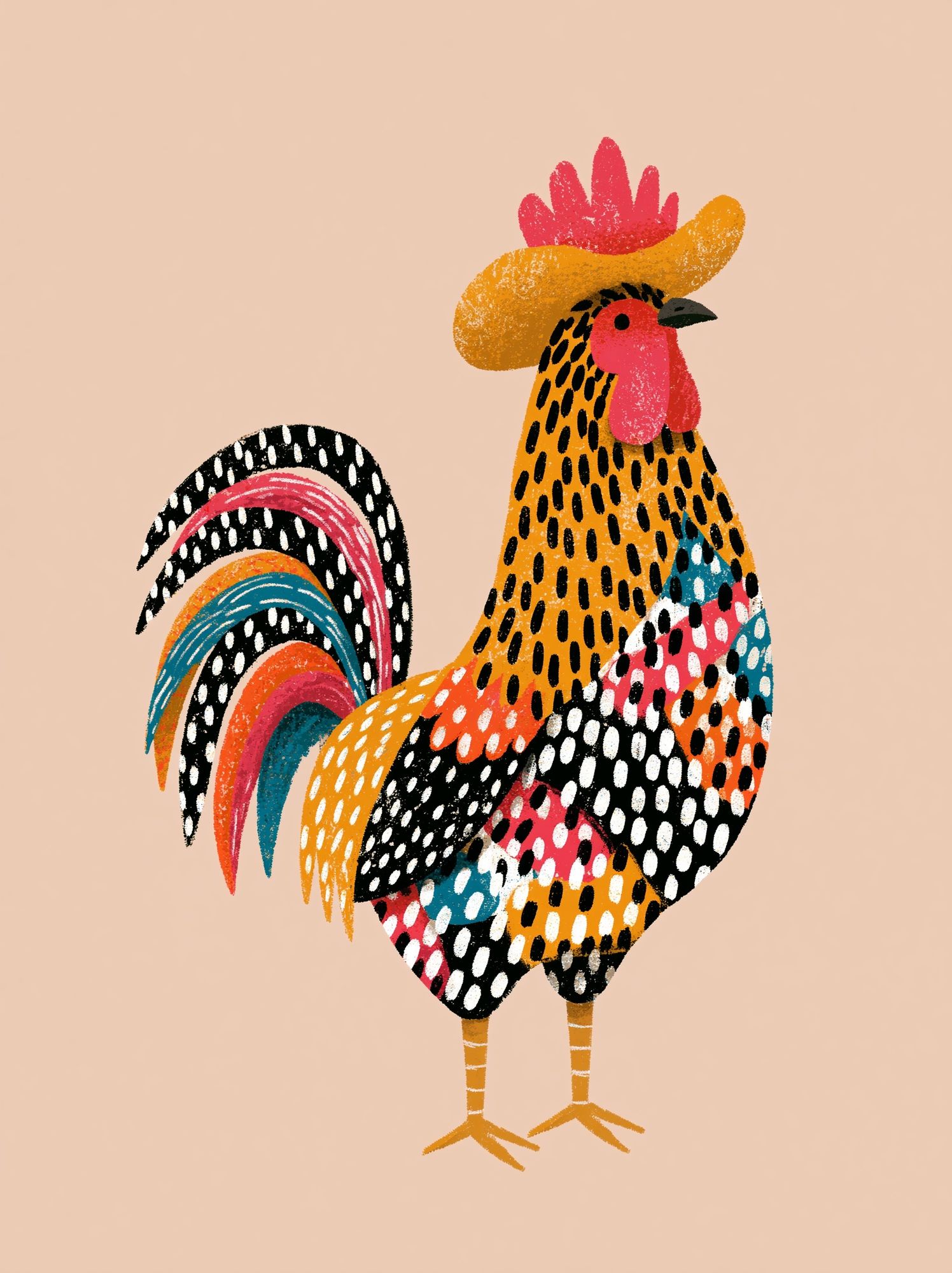 Colorful Rooster Illustration Poster. poster detail