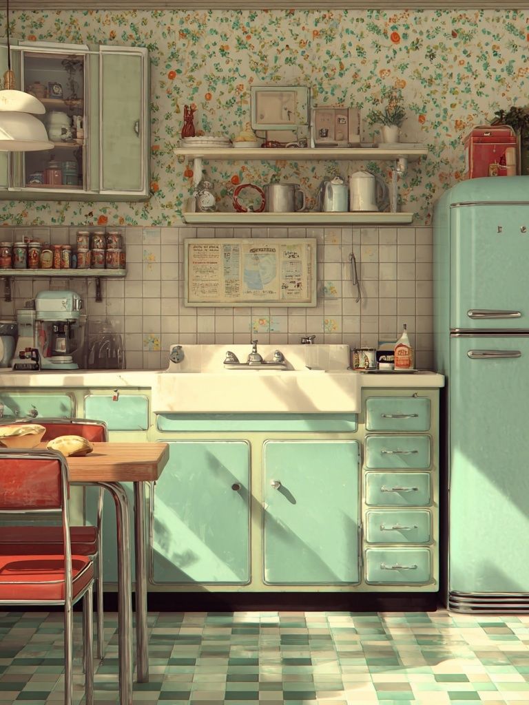 Retro Mint Kitchen Poster. poster — vintage art