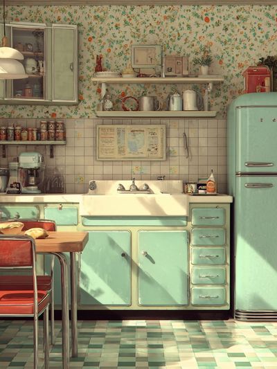 Retro Mint Kitchen Poster. poster