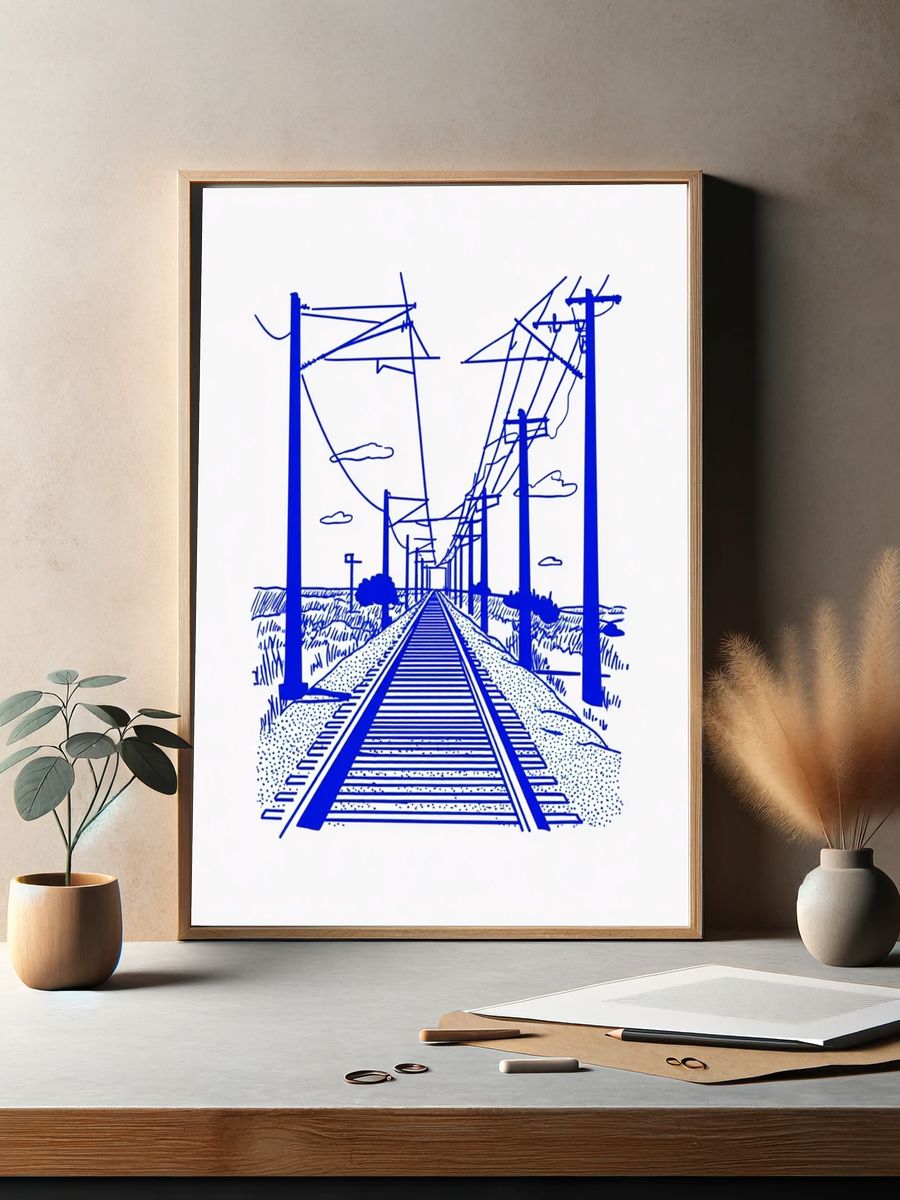Railway Tracks — Illustration Print. — room view 2